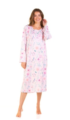 La Marquise Watercolors Cotton Rich Long Sleeve Nightdress